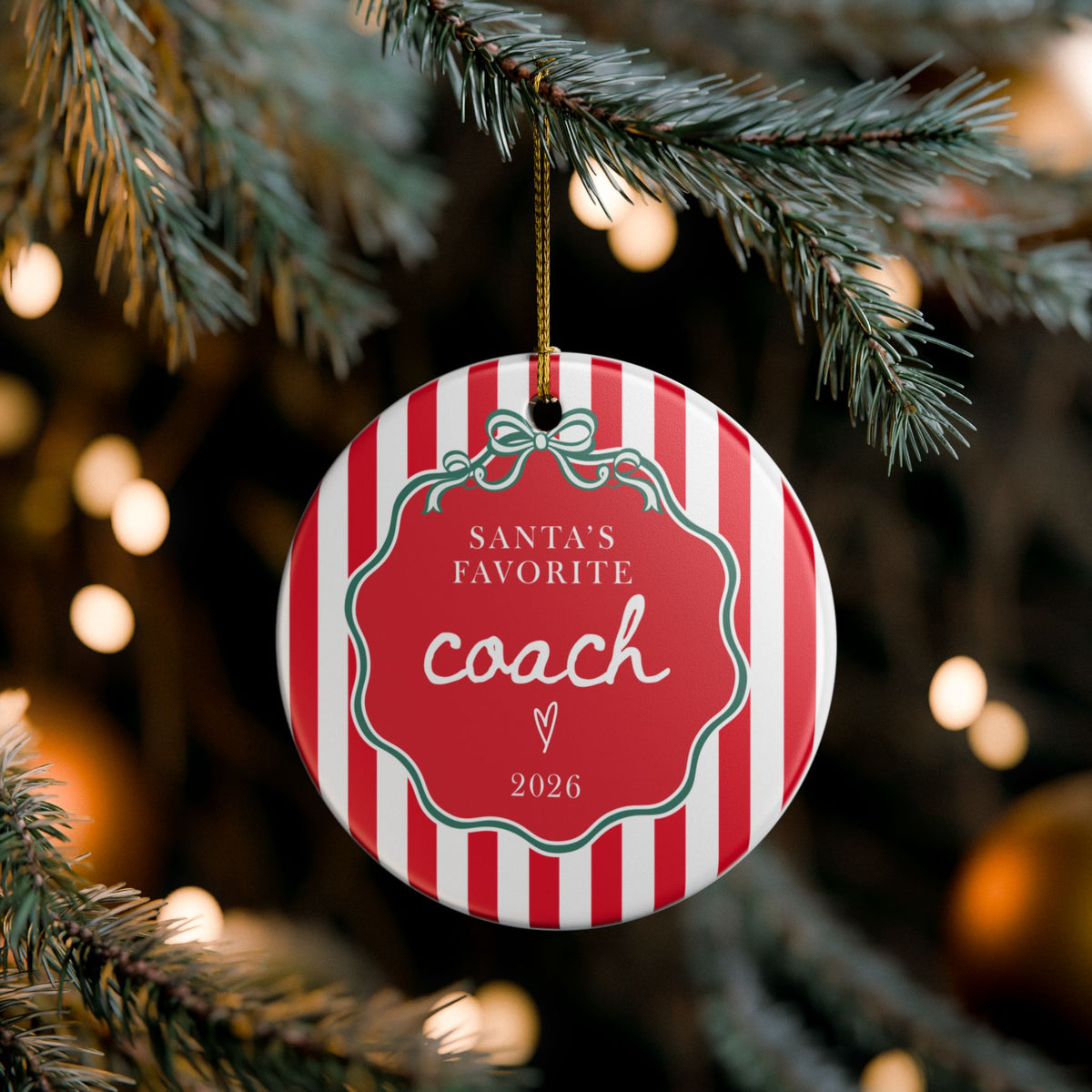 Santa’s Favorite Coach 2026 Ceramic Christmas Ornament