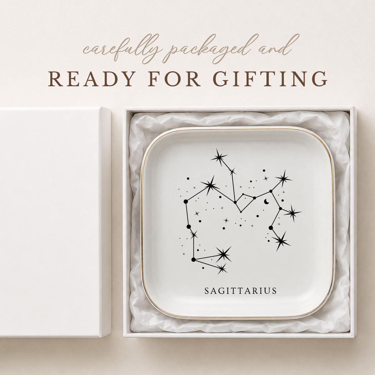 Sagittarius Zodiac Ring Dish – Astrology Birthday Gift for Her